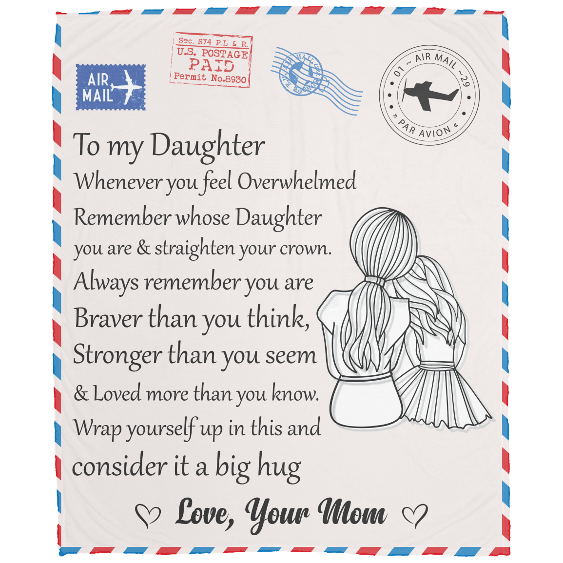 To My Daughter, Love Mom Fleece Blanket - 50x60