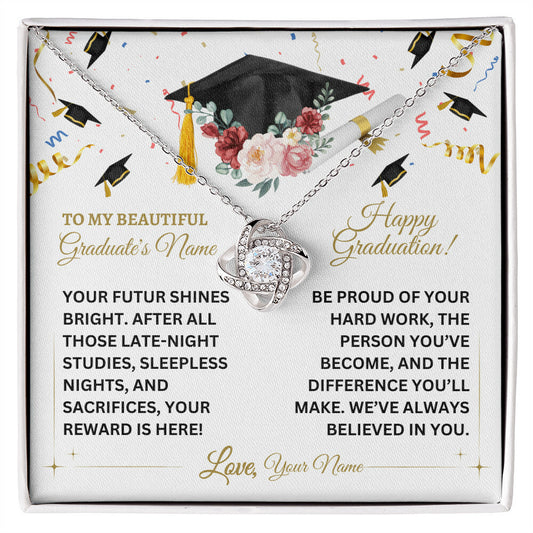 Personalized To My Beautiful Graduate Love Knot Necklace