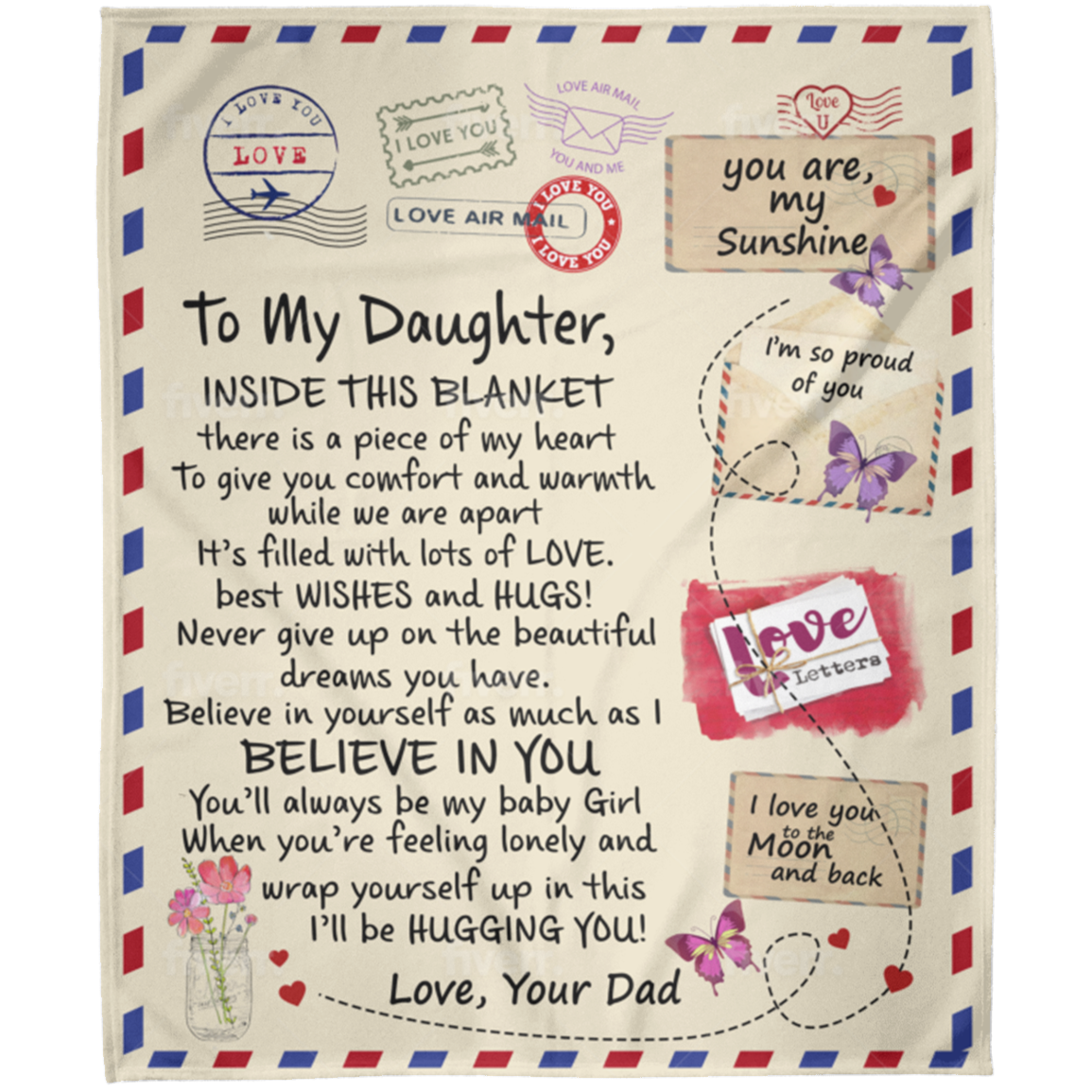 You Are My Sunshine Mail Blanket | To My Daughter