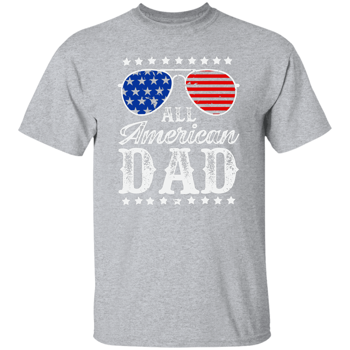 ALL AMERICAN DAD | FLAG GLASSES | RED WHITE & BLUE | T-Shirt