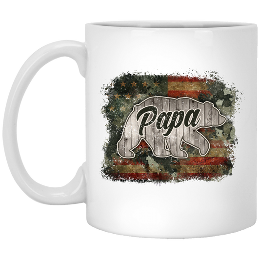 PAPA BEAR VINTAGE AMERICAN FLAG |11 oz. White Mug