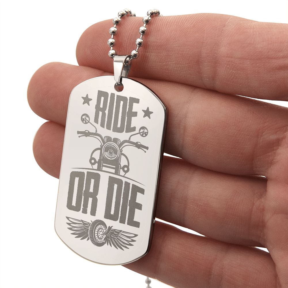 RIDE OR DIE | Engraved Dog Tag Necklace