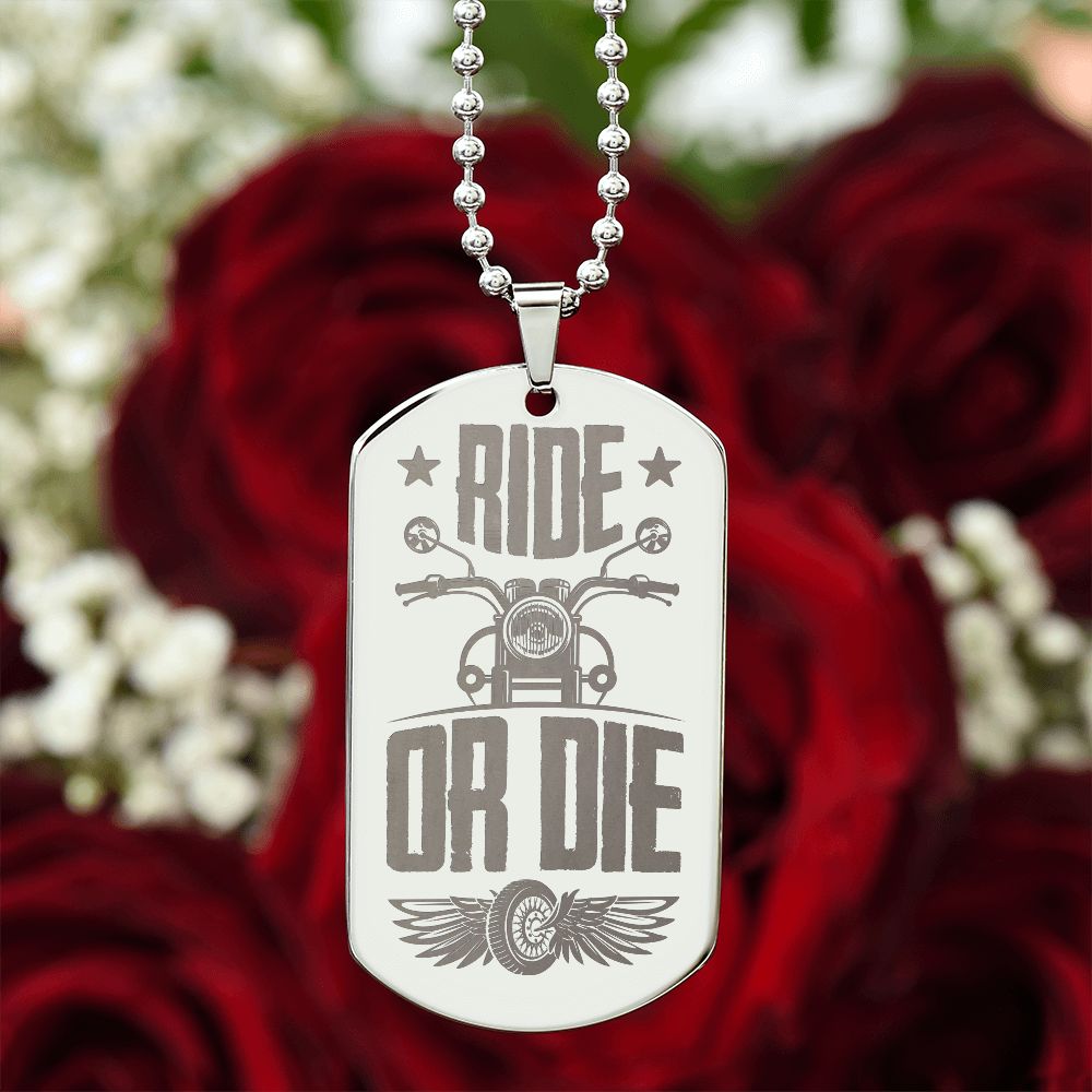 RIDE OR DIE | Engraved Dog Tag Necklace