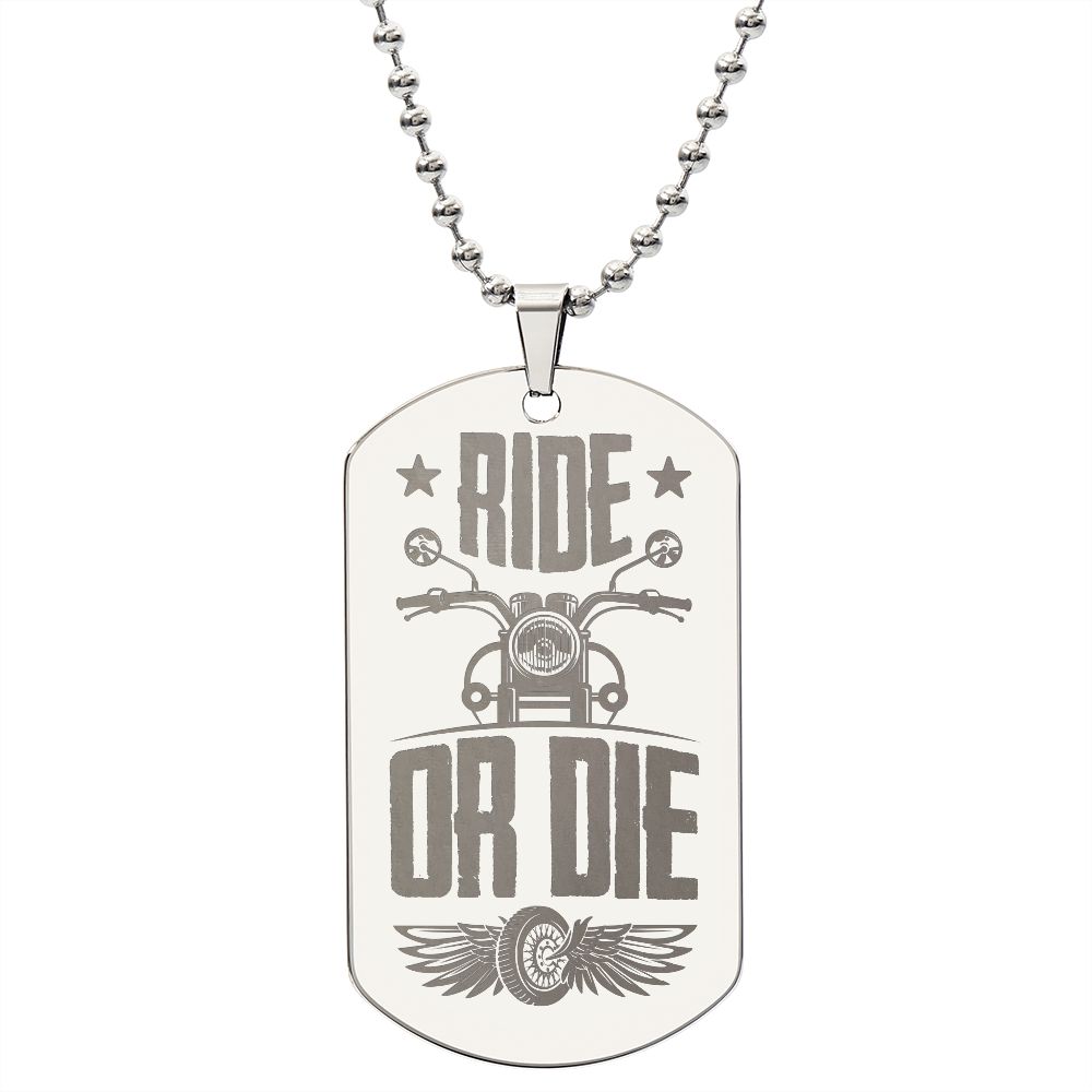 RIDE OR DIE | Engraved Dog Tag Necklace