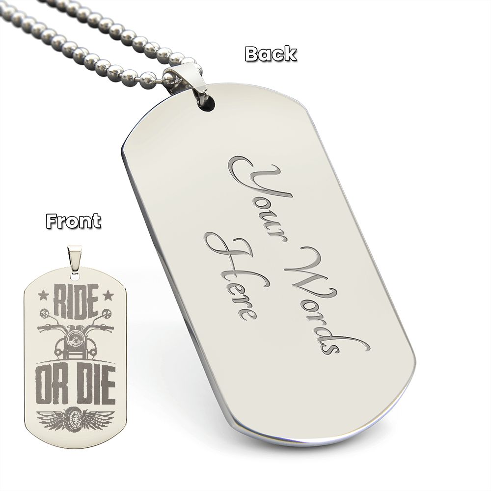 RIDE OR DIE | Engraved Dog Tag Necklace