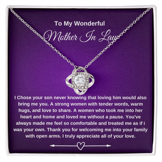 To My Wonderful Mother In Law | Beautiful knot Necklace