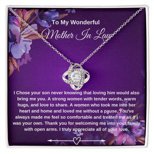 To My Wonderful Mother in law | Beatiful Knot Necklace