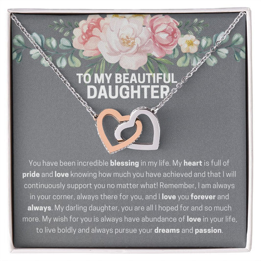 To My Beautiful Daughter | Interlocking Hearts necklace