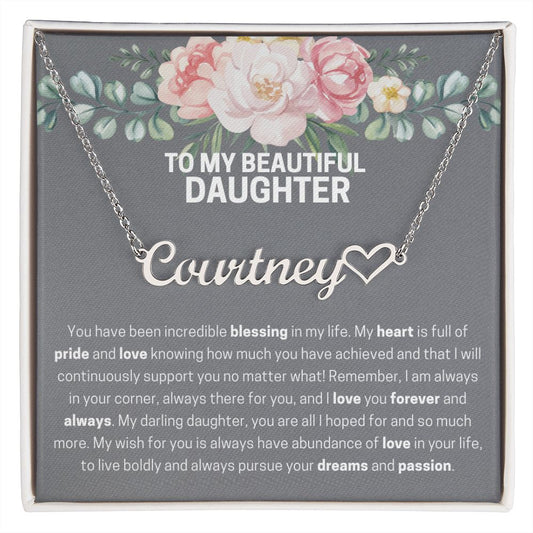 To My Beautiful Daughter | Personalized Heart Name Necklace