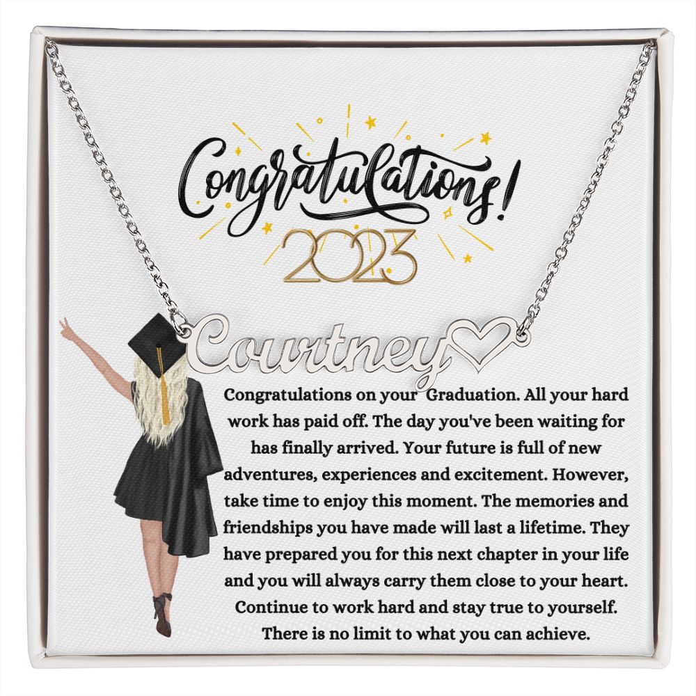 Class Of 2023 | Graduation | Congratulations | Personalized Heart Name Necklace