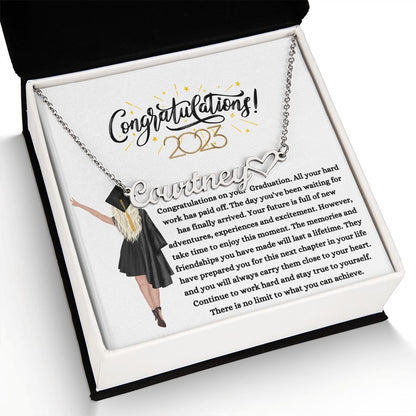 Class Of 2023 | Graduation | Congratulations | Personalized Heart Name Necklace