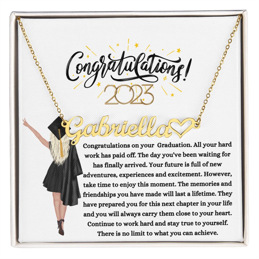 Class Of 2023 | Graduation | Congratulations | Personalized Heart Name Necklace