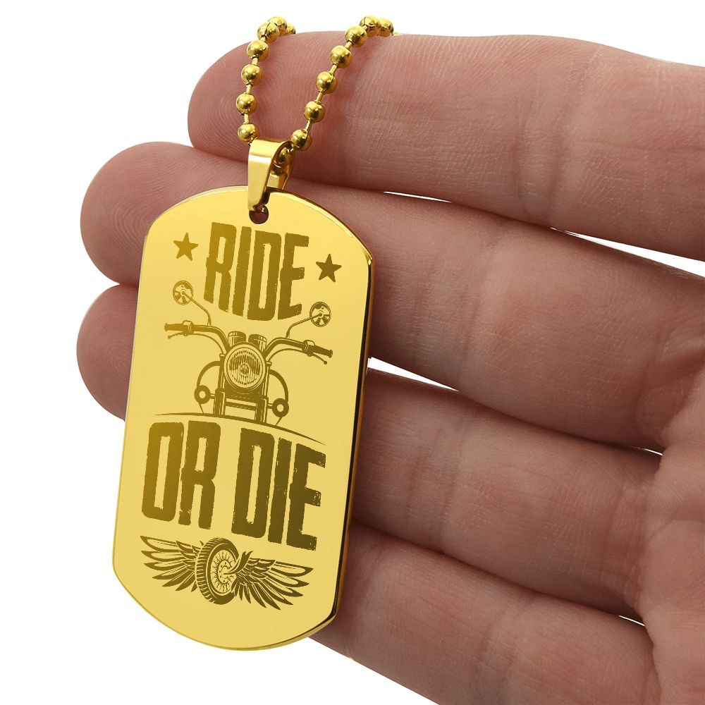 RIDE OR DIE | Engraved Dog Tag Necklace