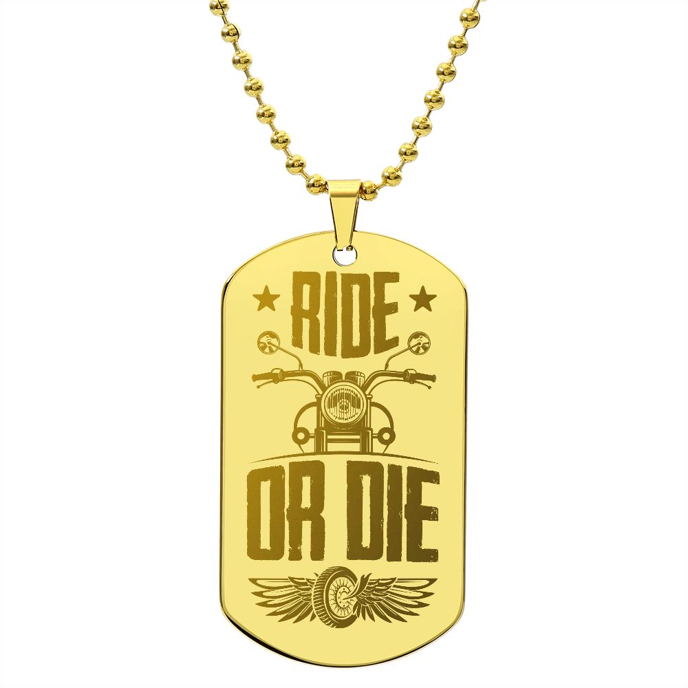 RIDE OR DIE | Engraved Dog Tag Necklace