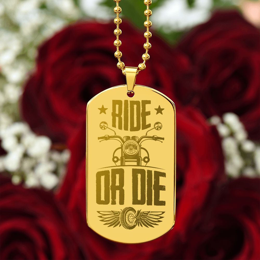 RIDE OR DIE | Engraved Dog Tag Necklace