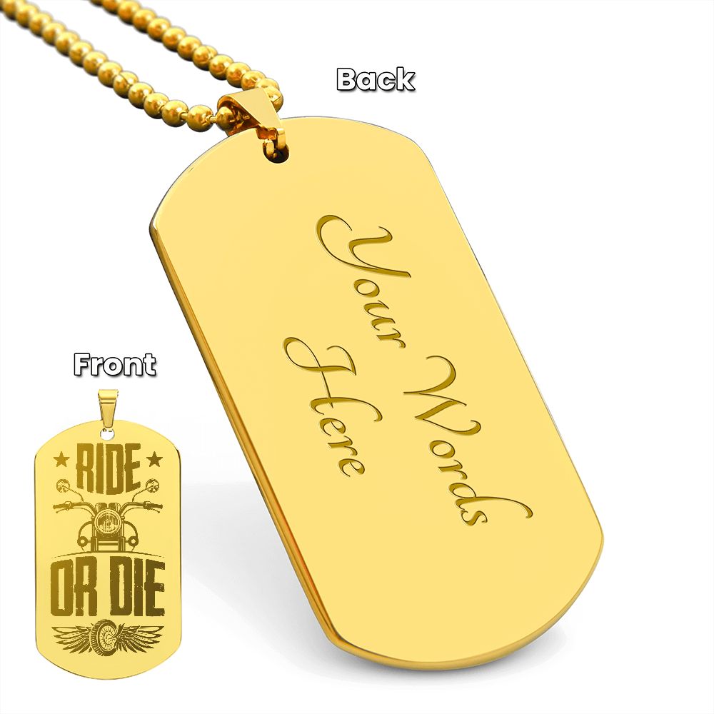 RIDE OR DIE | Engraved Dog Tag Necklace