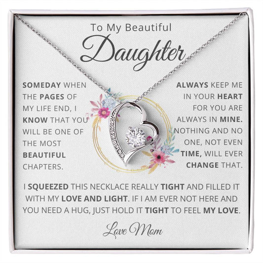 To My Beautiful Daughter From Mom Forever Love Necklace